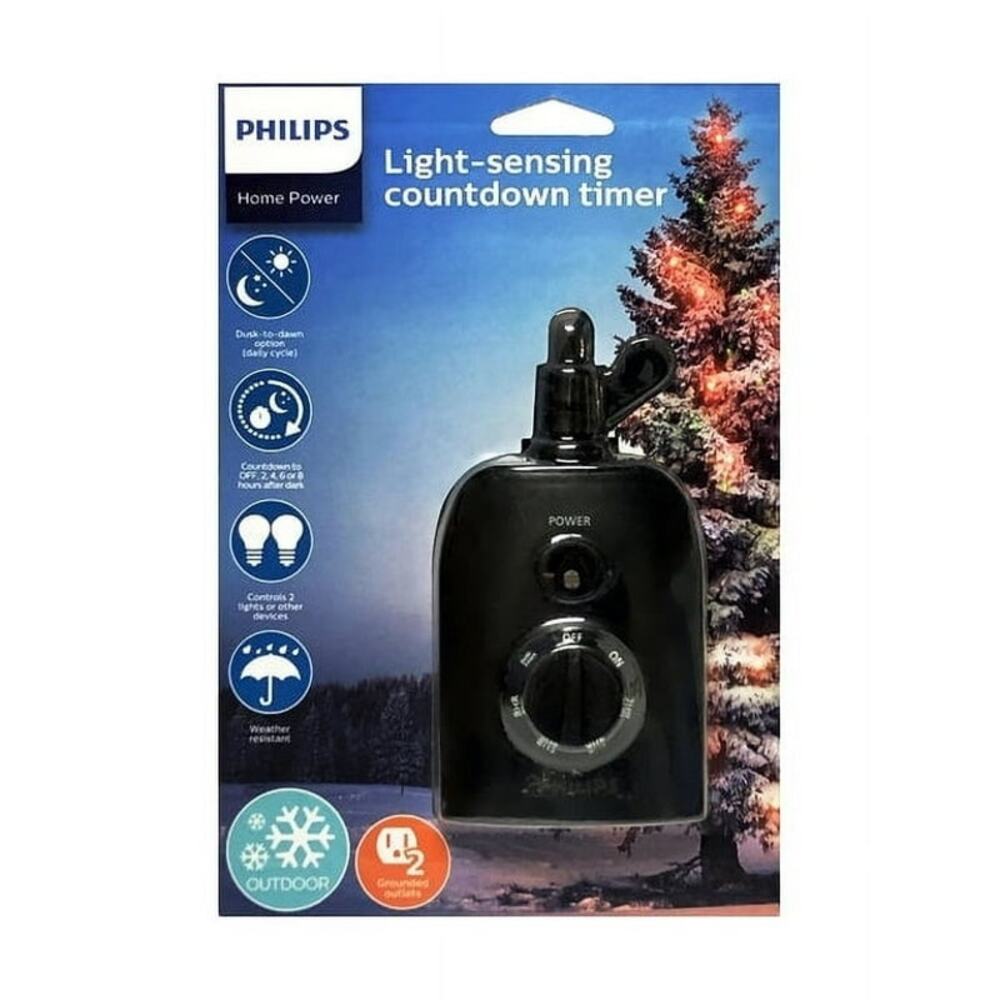 New Philips Outdoor Mechanical Photocell Timer Dusk to Dawn or 2–8 Hour Control
